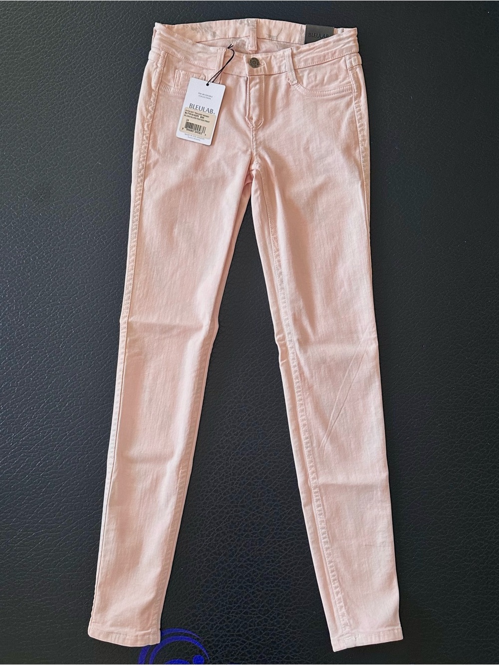 Bleu Lab 8 Pocket Pink Silver Feather Reversible Skinny Jeans Size 24 NWT $239